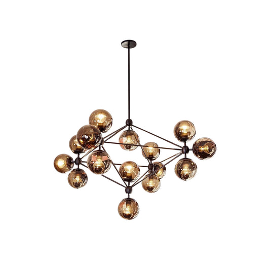 Possini Euro Gable Modo Chandelier - Modern Geometric Cognac Glass Light