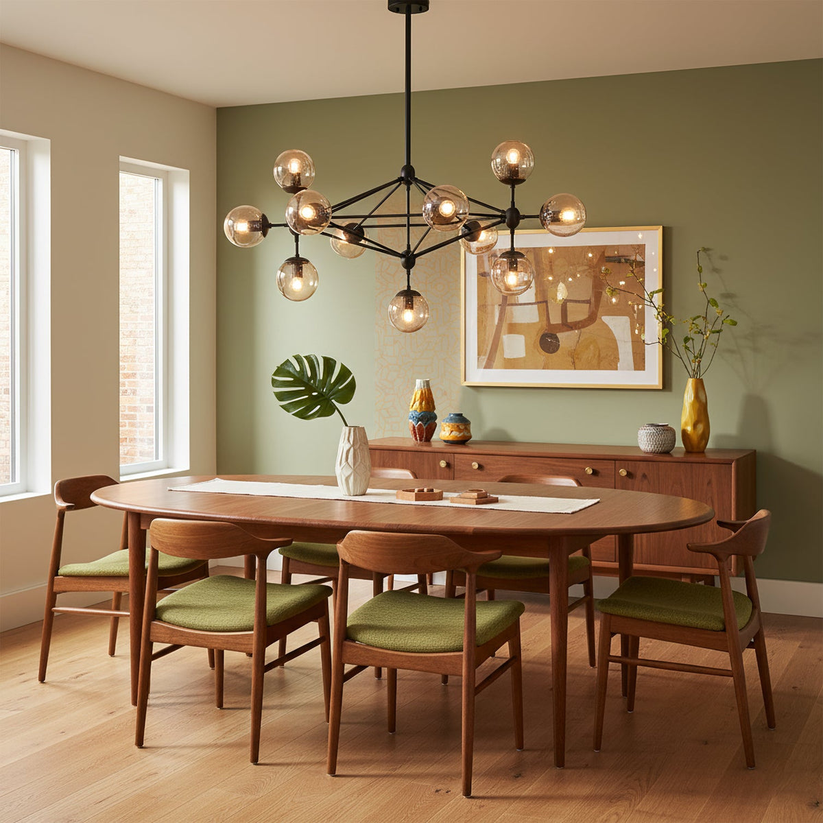 Possini Euro Gable Modo Chandelier - Modern Geometric Cognac Glass Light