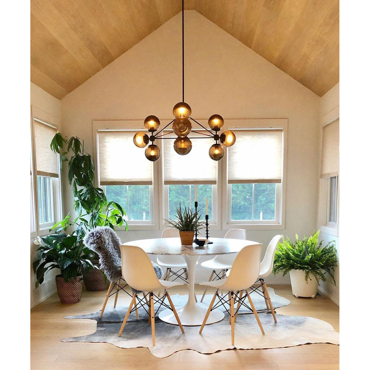 Possini Euro Gable Modo Chandelier - Modern Geometric Cognac Glass Light