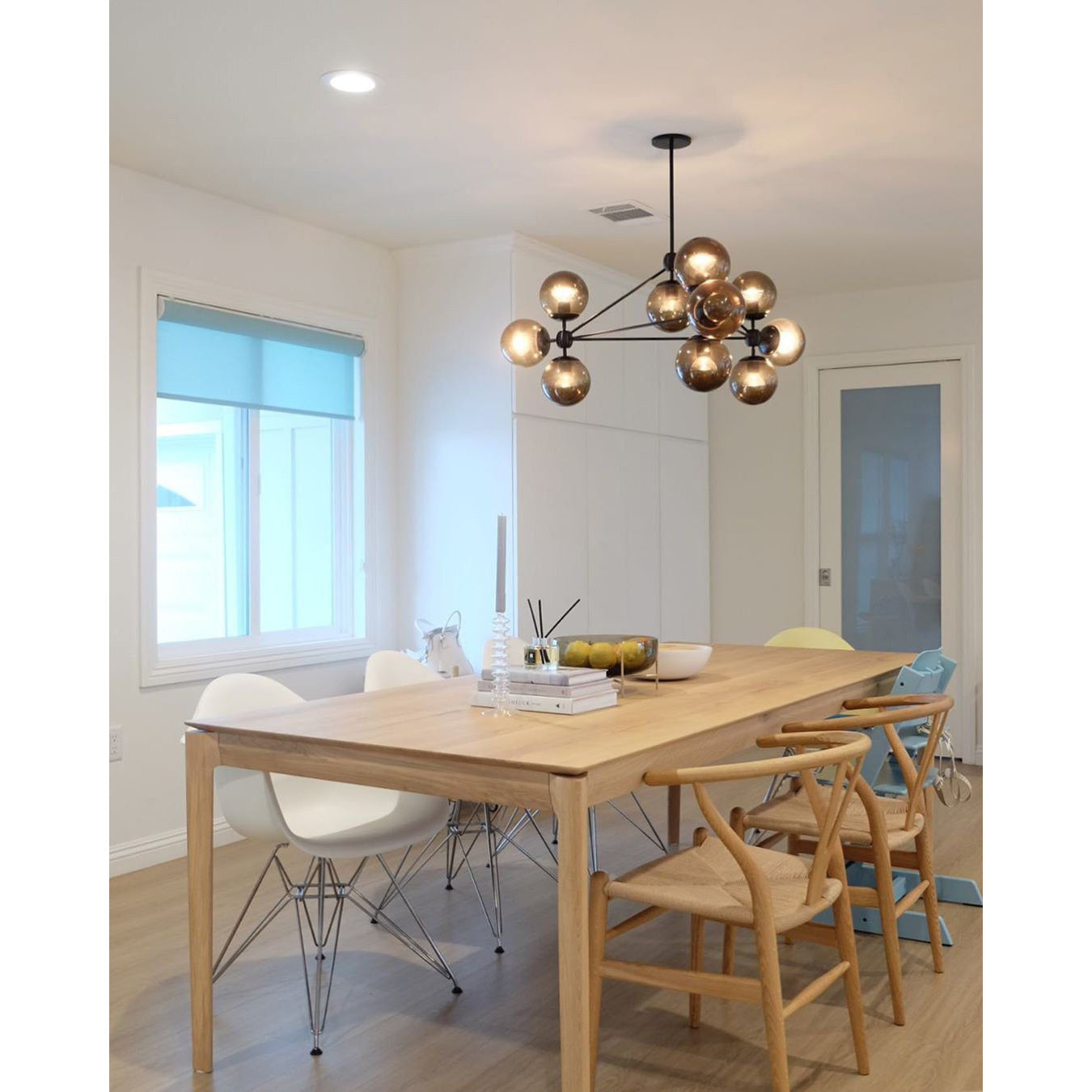 Possini Euro Gable Modo Chandelier - Modern Geometric Cognac Glass Light