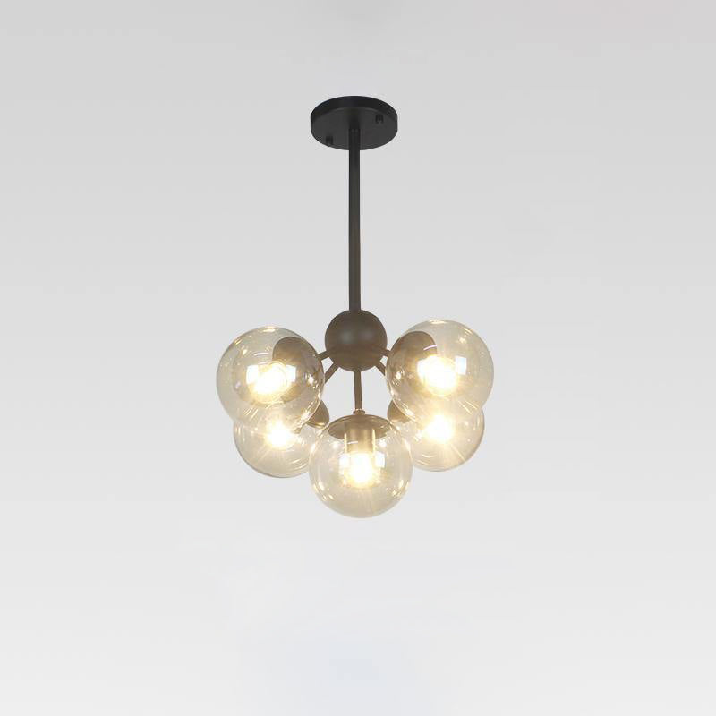 Possini Euro Gable Modo Chandelier - Modern Geometric Cognac Glass Light