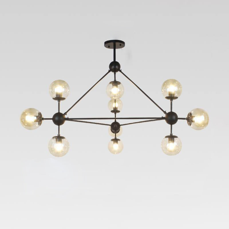 Possini Euro Gable Modo Chandelier - Modern Geometric Cognac Glass Light