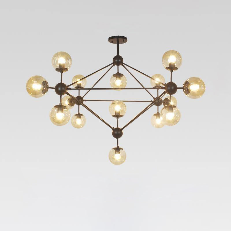 Possini Euro Gable Modo Chandelier - Modern Geometric Cognac Glass Light