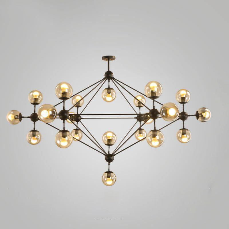 Possini Euro Gable Modo Chandelier - Modern Geometric Cognac Glass Light