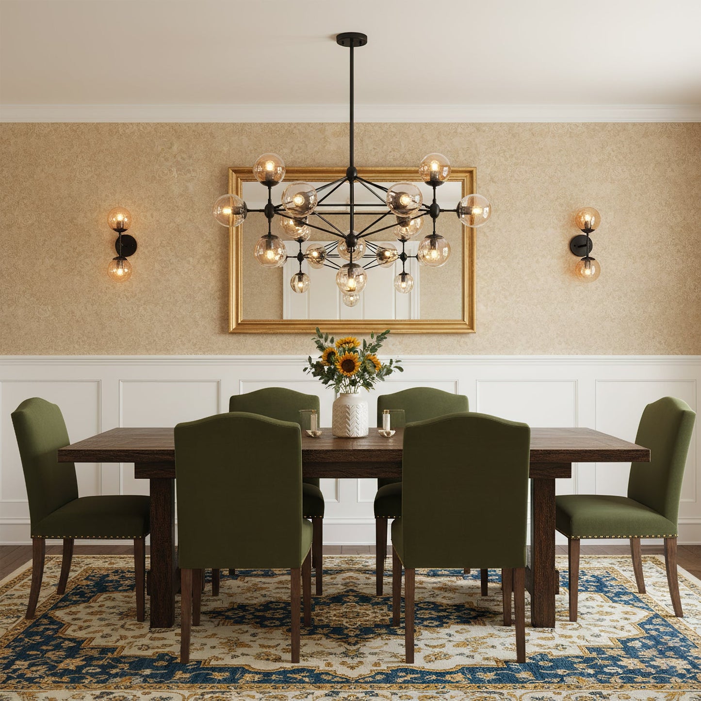 Possini Euro Gable Modo Chandelier - Modern Geometric Cognac Glass Light