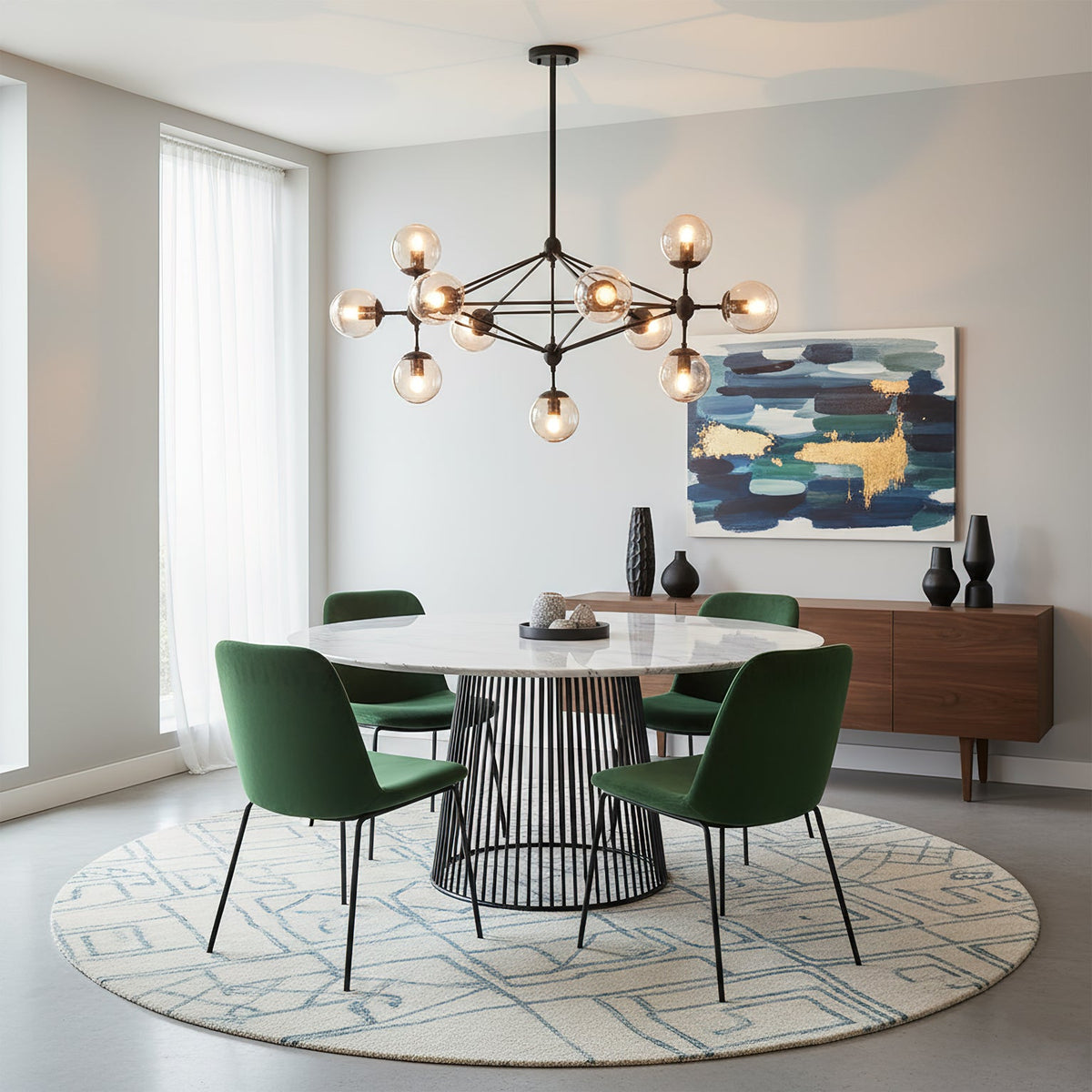 Possini Euro Gable Modo Chandelier - Modern Geometric Cognac Glass Light