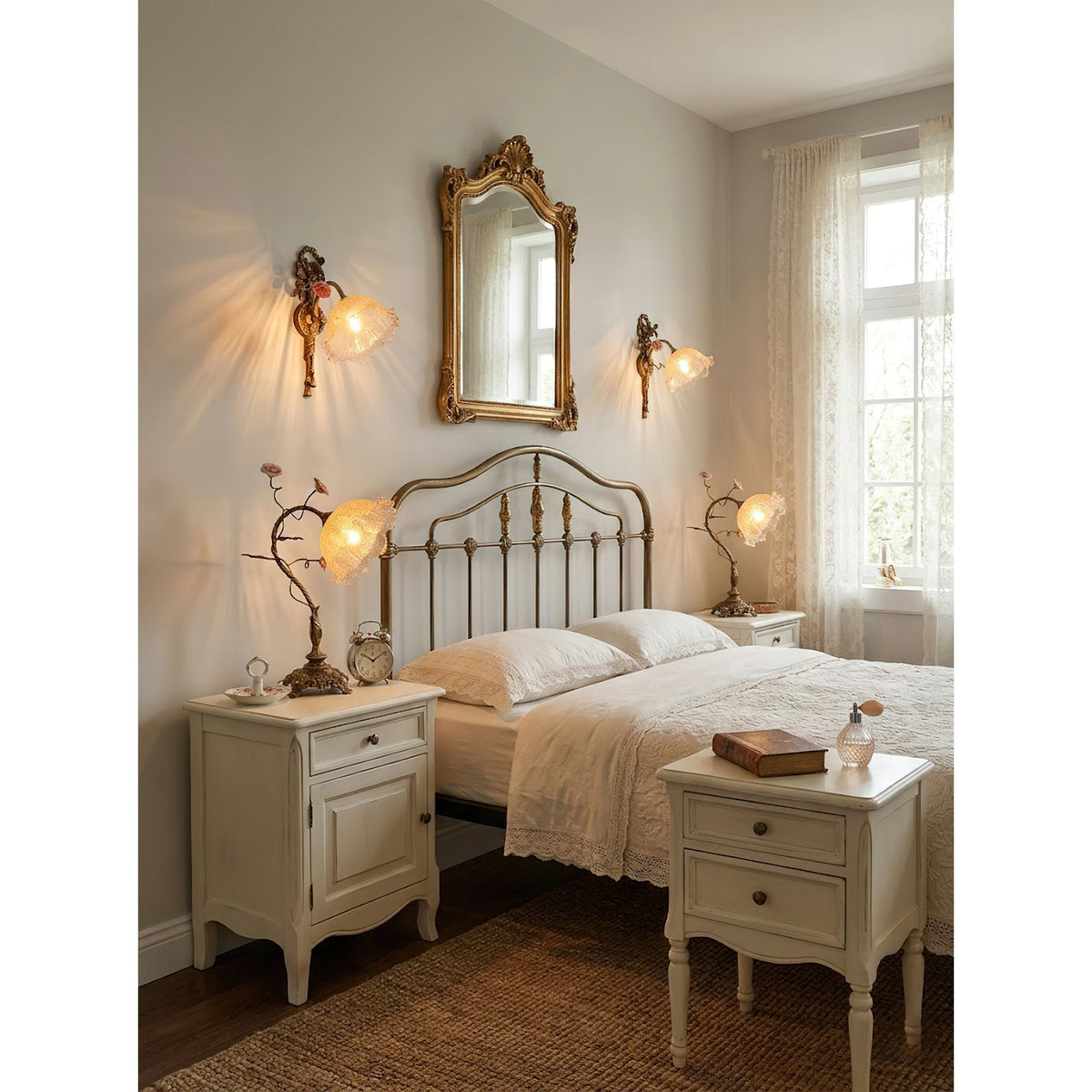 Primavera Flowers Table Lamp - Ceramic Floral Accent & Brass Light