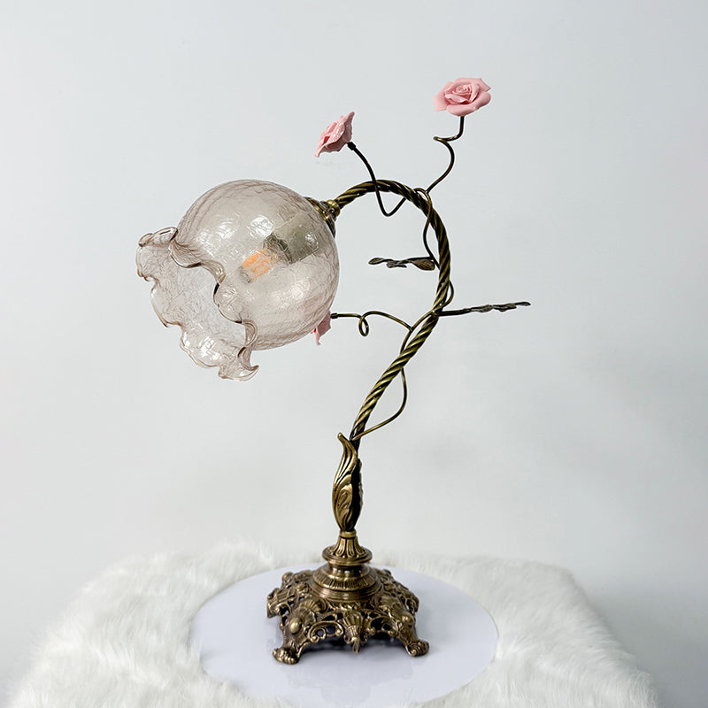 Primavera Flowers Table Lamp - Ceramic Floral Accent & Brass Light