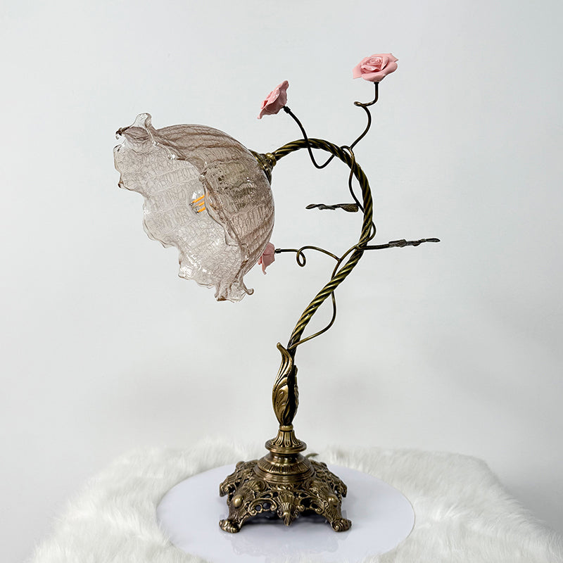 Primavera Flowers Table Lamp - Ceramic Floral Accent & Brass Light