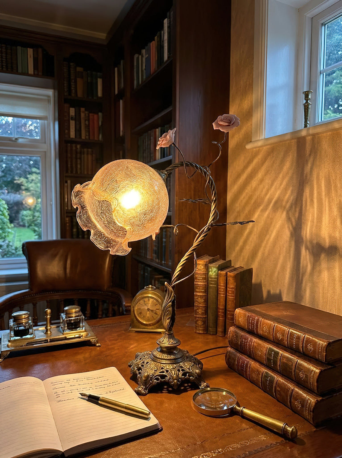 Primavera Flowers Table Lamp - Ceramic Floral Accent & Brass Light