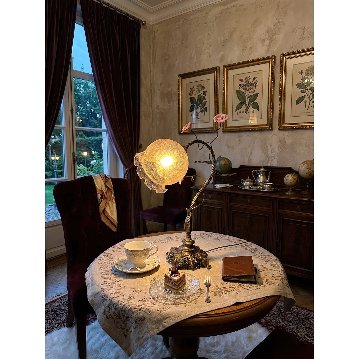Primavera Flowers Table Lamp - Ceramic Floral Accent & Brass Light