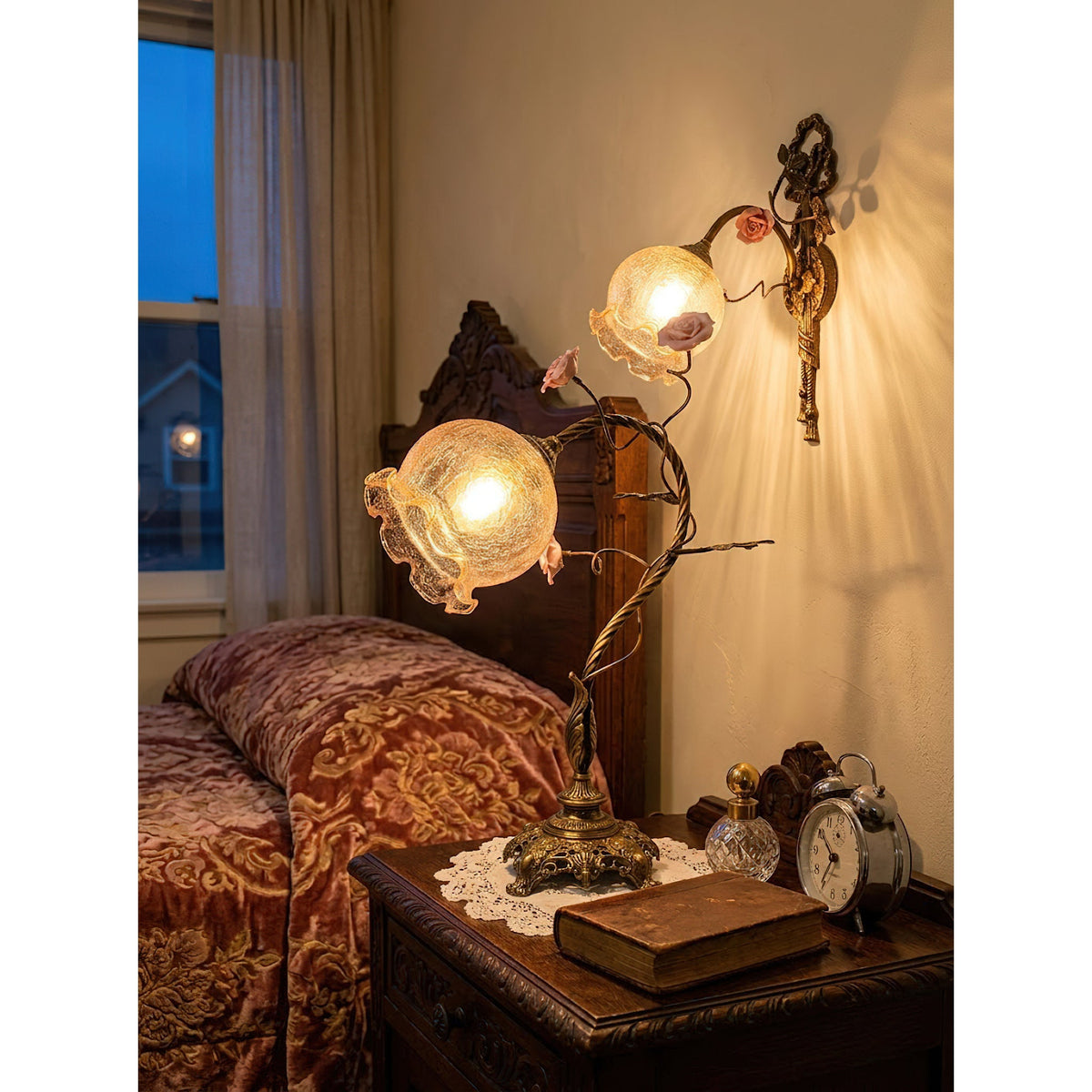Primavera Flowers Table Lamp - Ceramic Floral Accent & Brass Light
