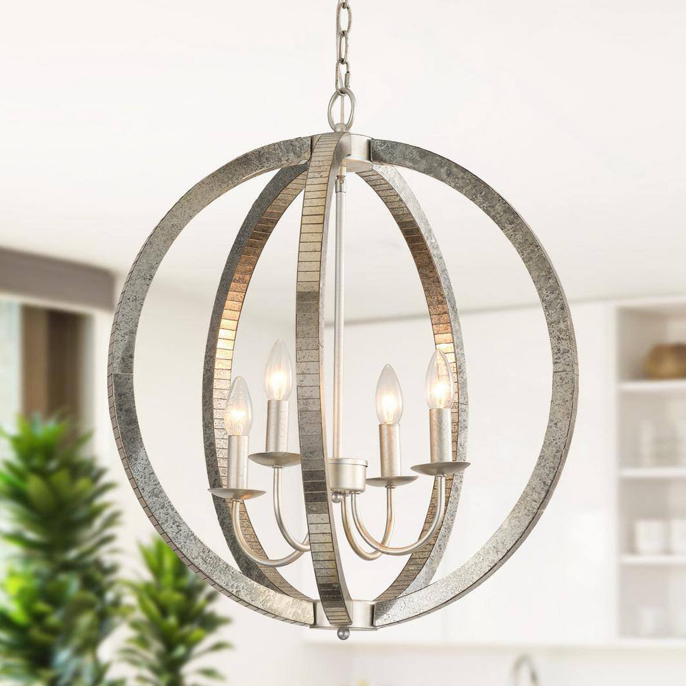 Provident Pendant Lamp - Silver Contemporary Geometric Iron Chandelier