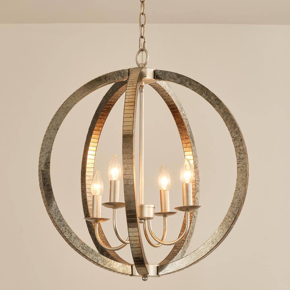 Provident Pendant Lamp - Silver Contemporary Geometric Iron Chandelier