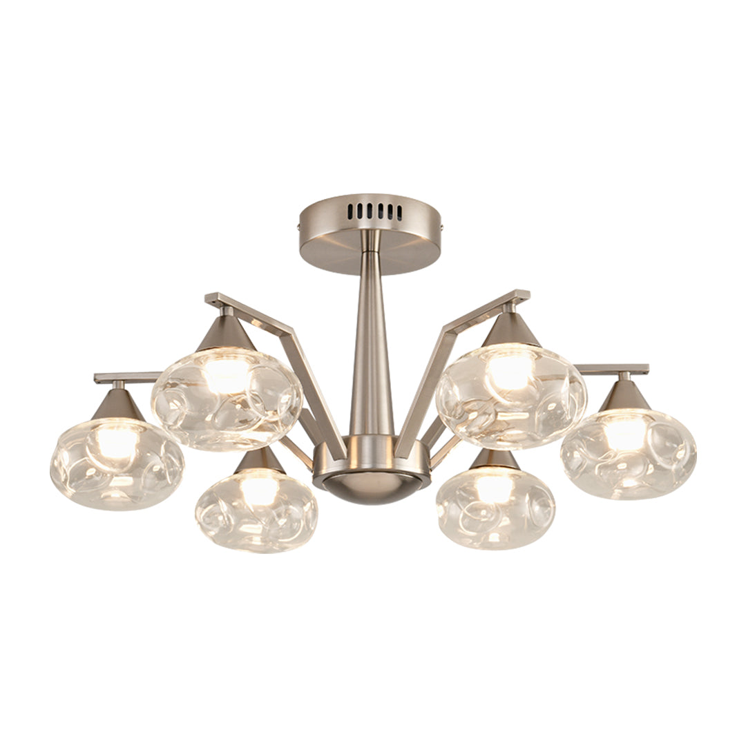 Sputnik Mid-Century Semi-Flush Mount Ceiling Light - 6/8 Light Modern Glass Chandelier