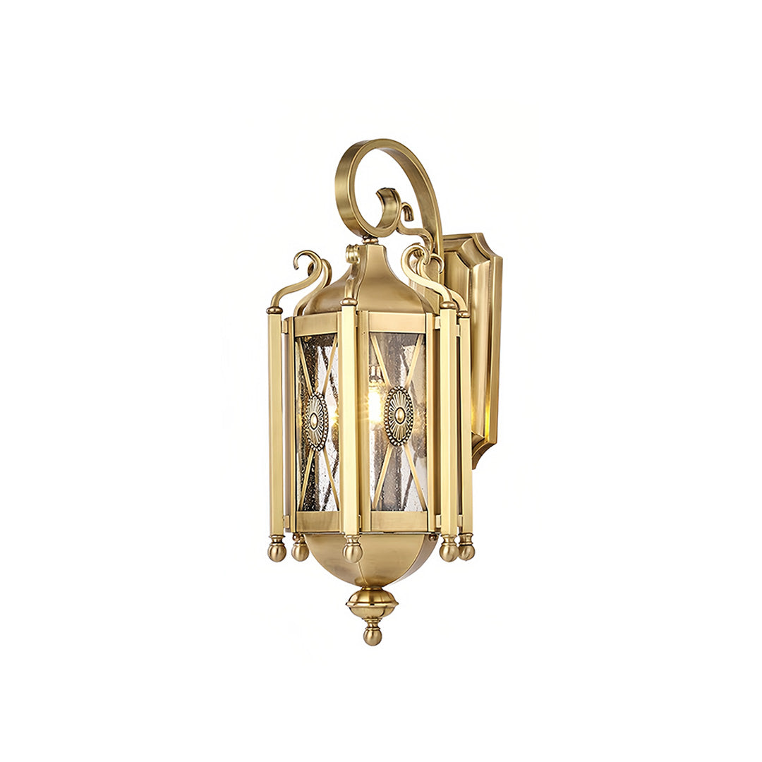 Vintage European Outdoor Wall Sconce – Solid Copper & Clear Glass Weatherproof Lantern