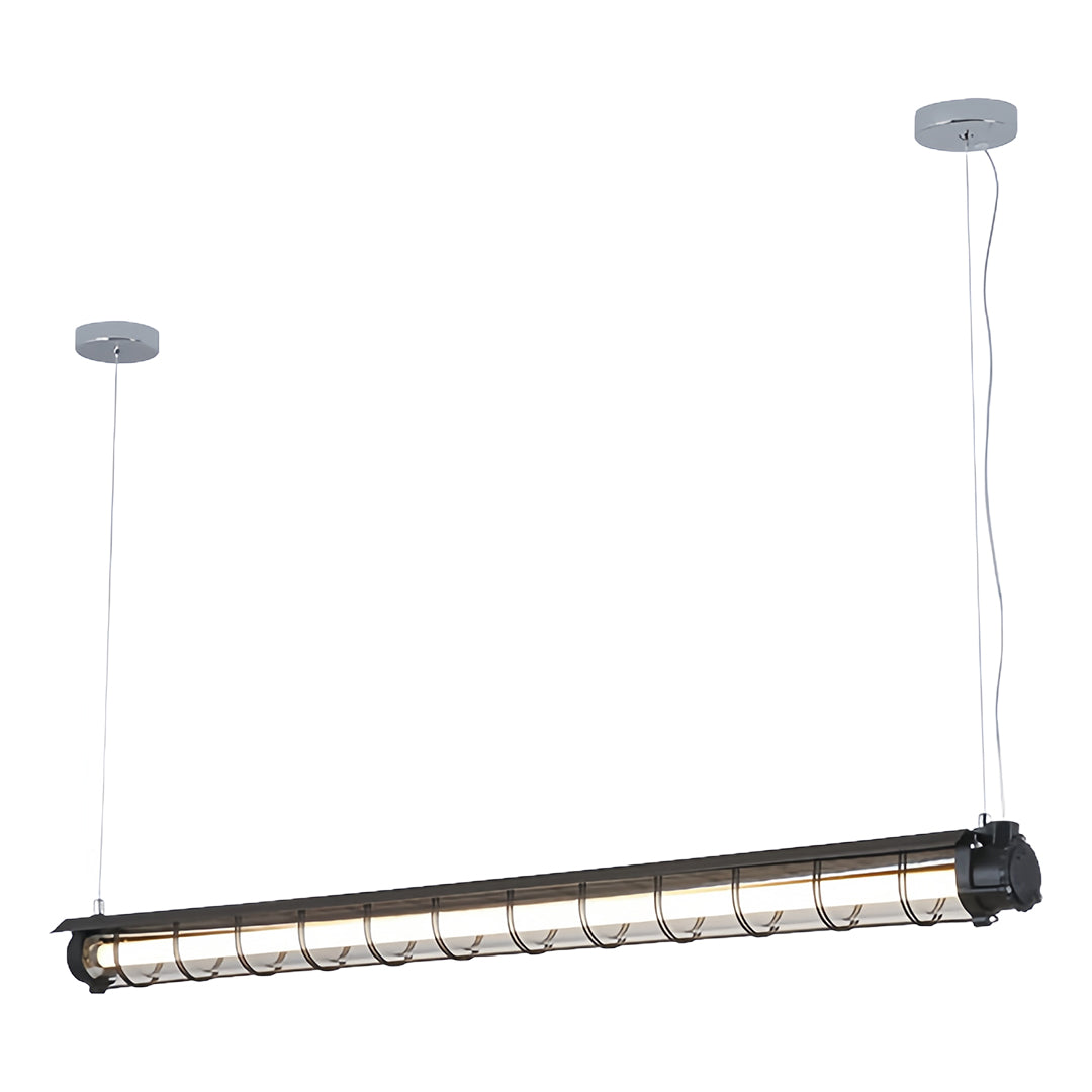 Vintage Industrial Linear Pendant Light – Long Strip Acrylic & Metal T8 Suspension Fixture