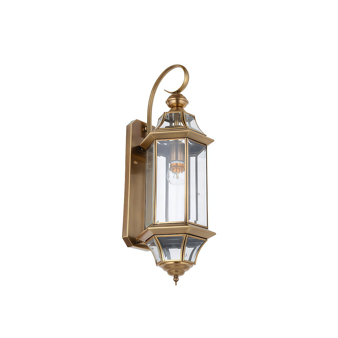 Vintage Solid Copper Outdoor Wall Sconce – Weatherproof Clear Glass Manor Lantern