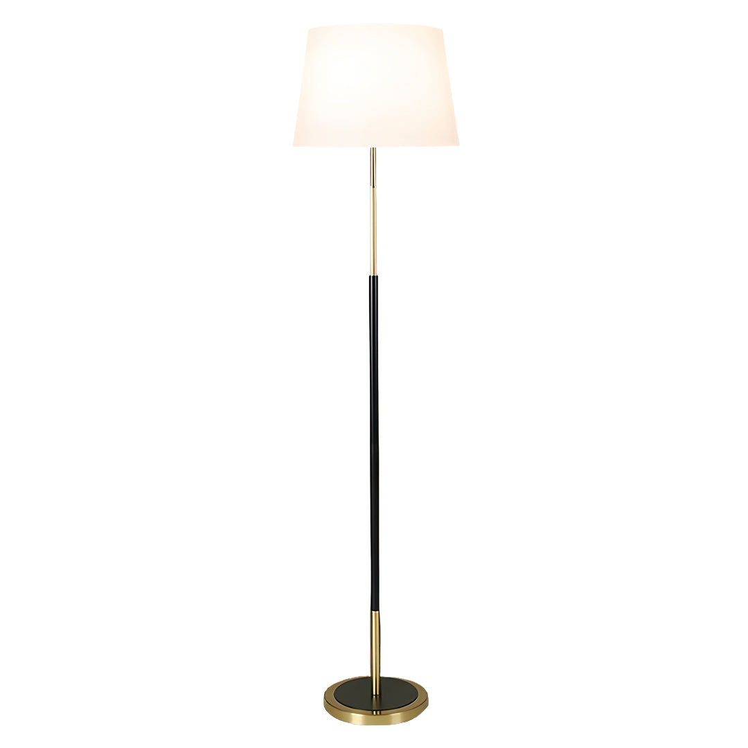 Vintage Wrought Iron Floor Lamp – Black Gold Industrial Frame & Fabric Shade Floor Light