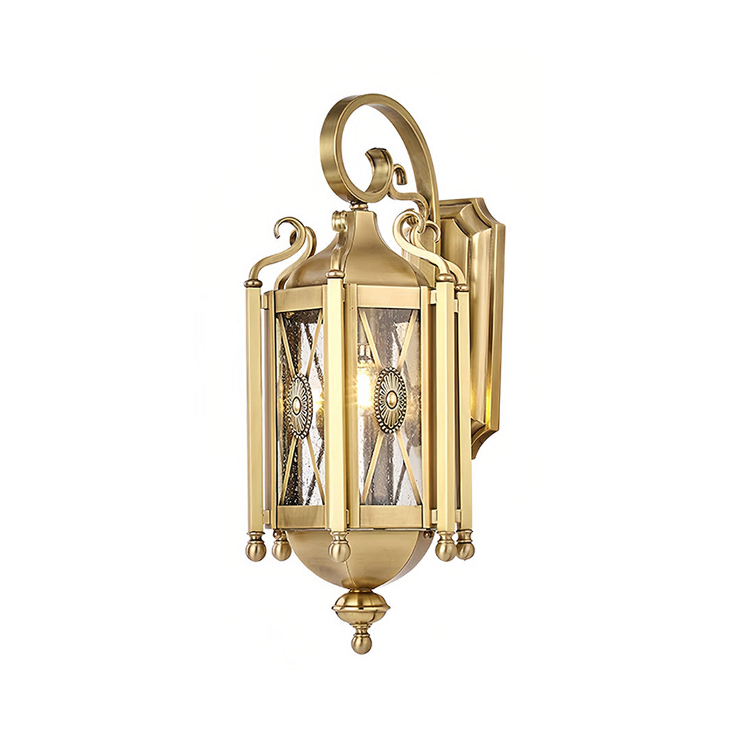 Vintage European Outdoor Wall Sconce – Solid Copper & Clear Glass Weatherproof Lantern
