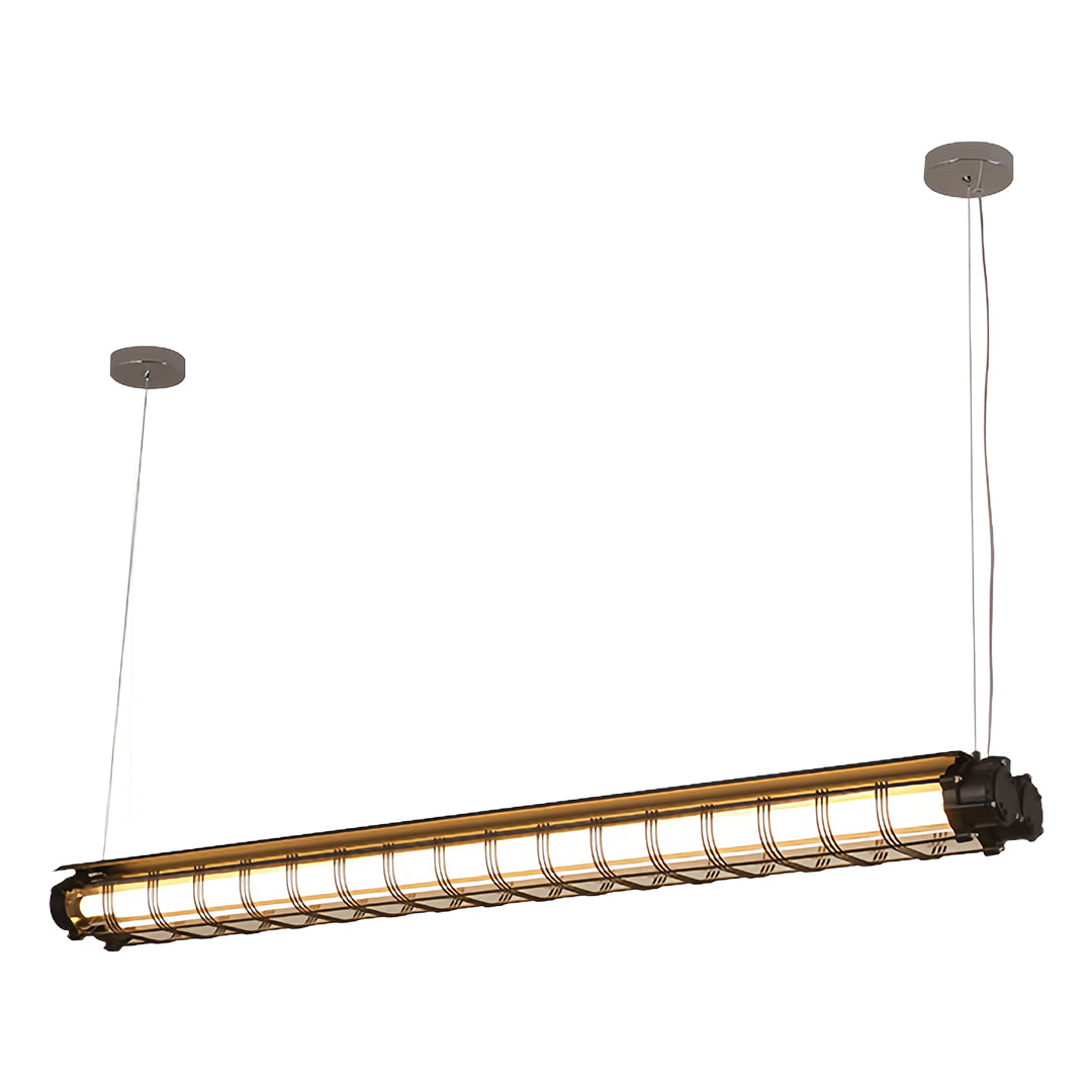 Vintage Industrial Linear Pendant Light – Long Strip Acrylic & Metal T8 Suspension Fixture