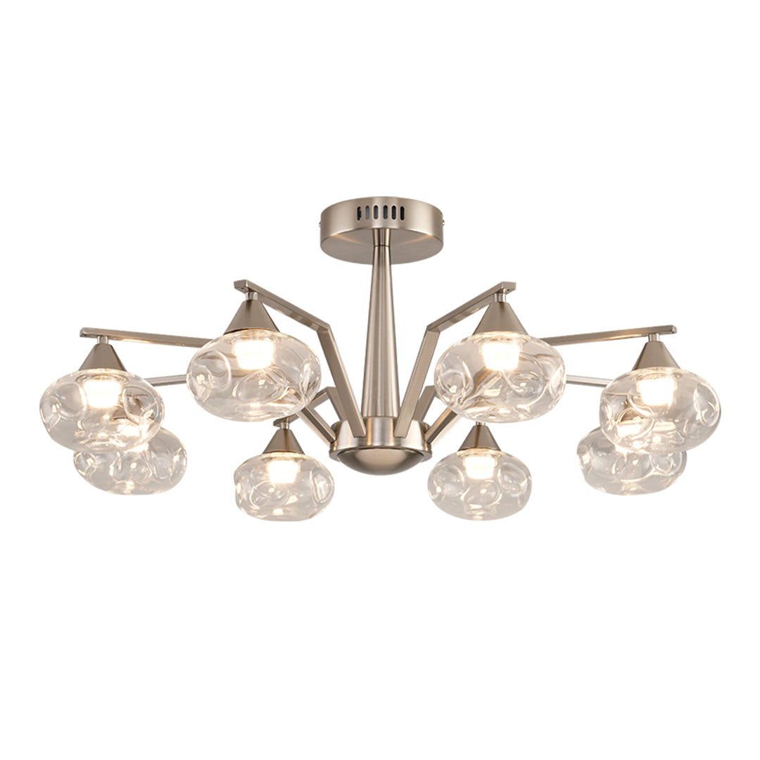 Sputnik Mid-Century Semi-Flush Mount Ceiling Light - 6/8 Light Modern Glass Chandelier