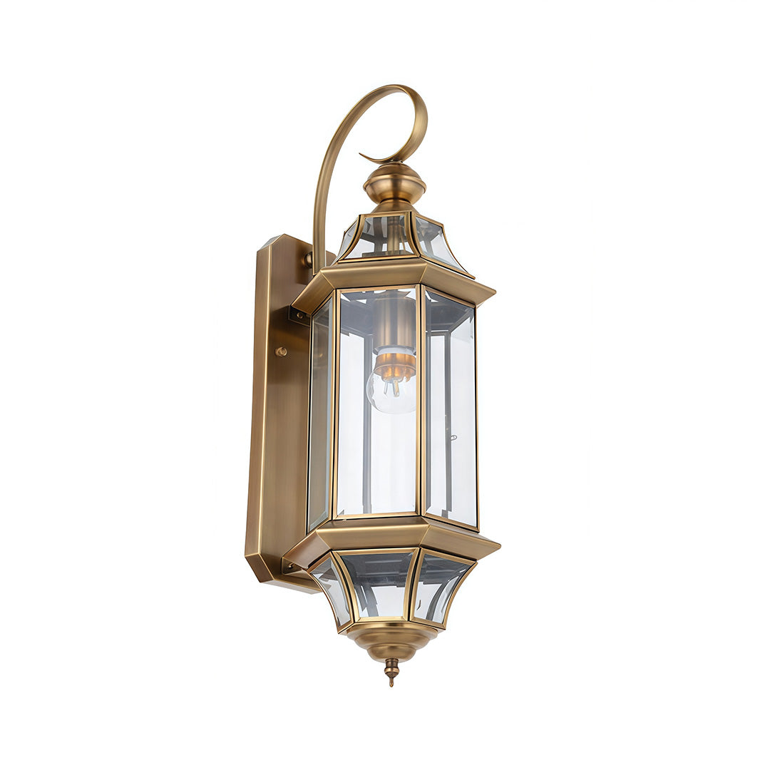 Vintage Solid Copper Outdoor Wall Sconce – Weatherproof Clear Glass Manor Lantern