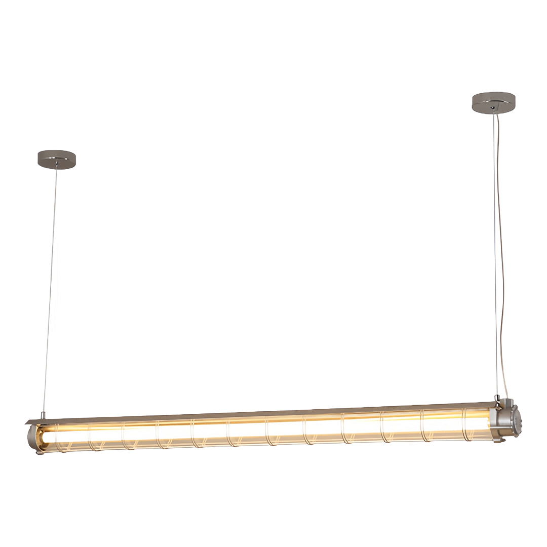Vintage Industrial Linear Pendant Light – Long Strip Acrylic & Metal T8 Suspension Fixture