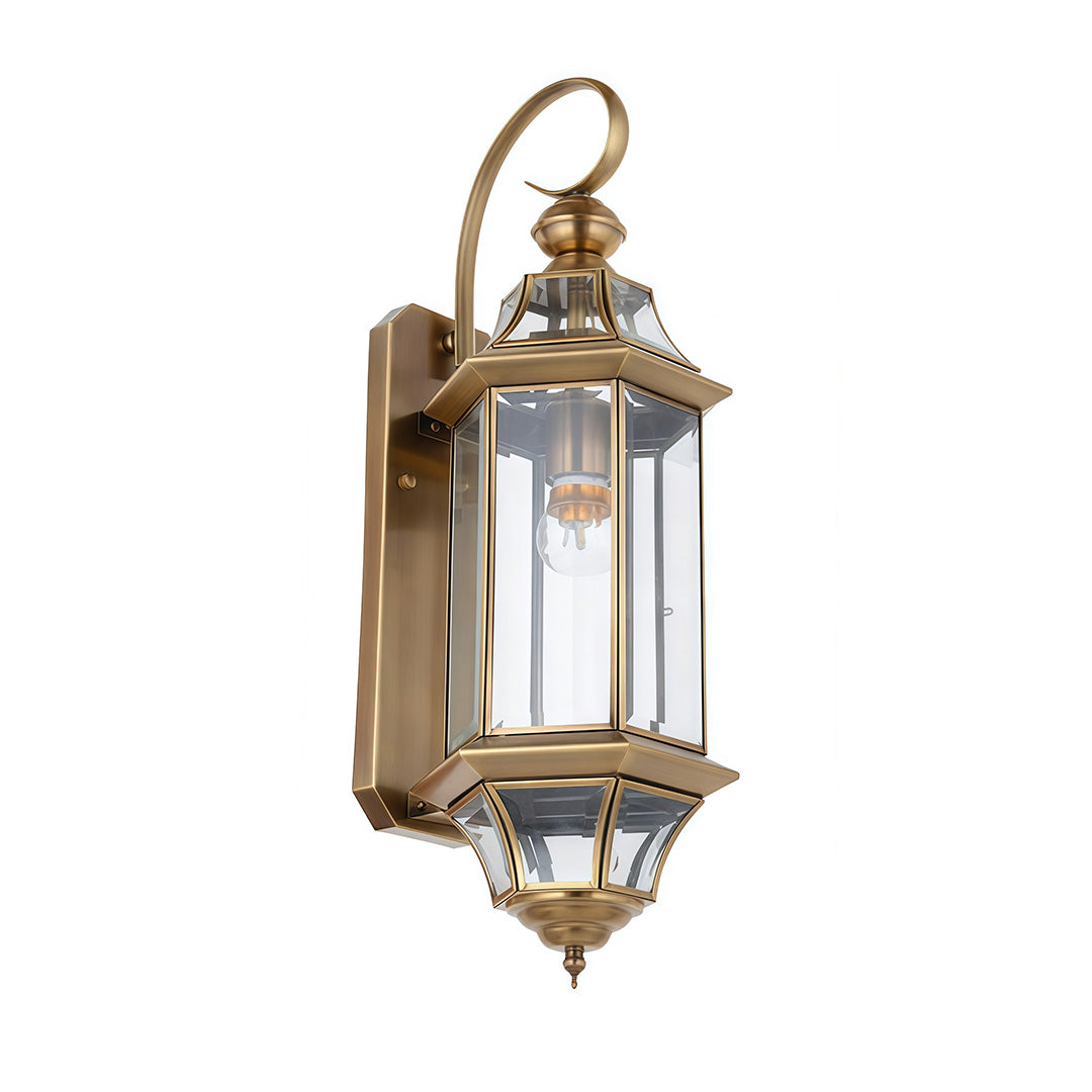 Vintage Solid Copper Outdoor Wall Sconce – Weatherproof Clear Glass Manor Lantern