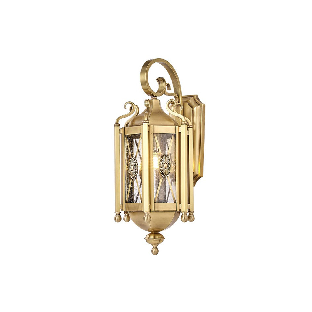Vintage European Outdoor Wall Sconce – Solid Copper & Clear Glass Weatherproof Lantern