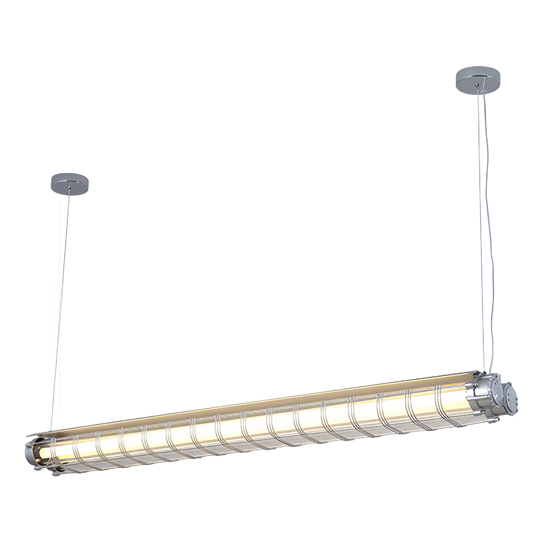 Vintage Industrial Linear Pendant Light – Long Strip Acrylic & Metal T8 Suspension Fixture