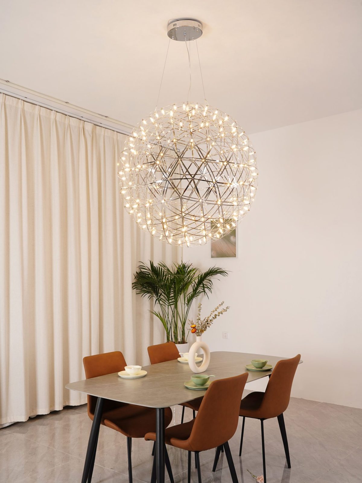 Raimond Pendant Light - Geodesic Stainless Steel LED Sphere