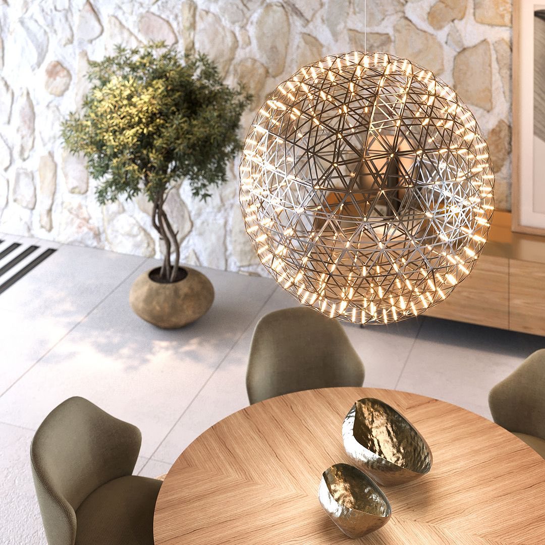 Raimond Pendant Light - Geodesic Stainless Steel LED Sphere
