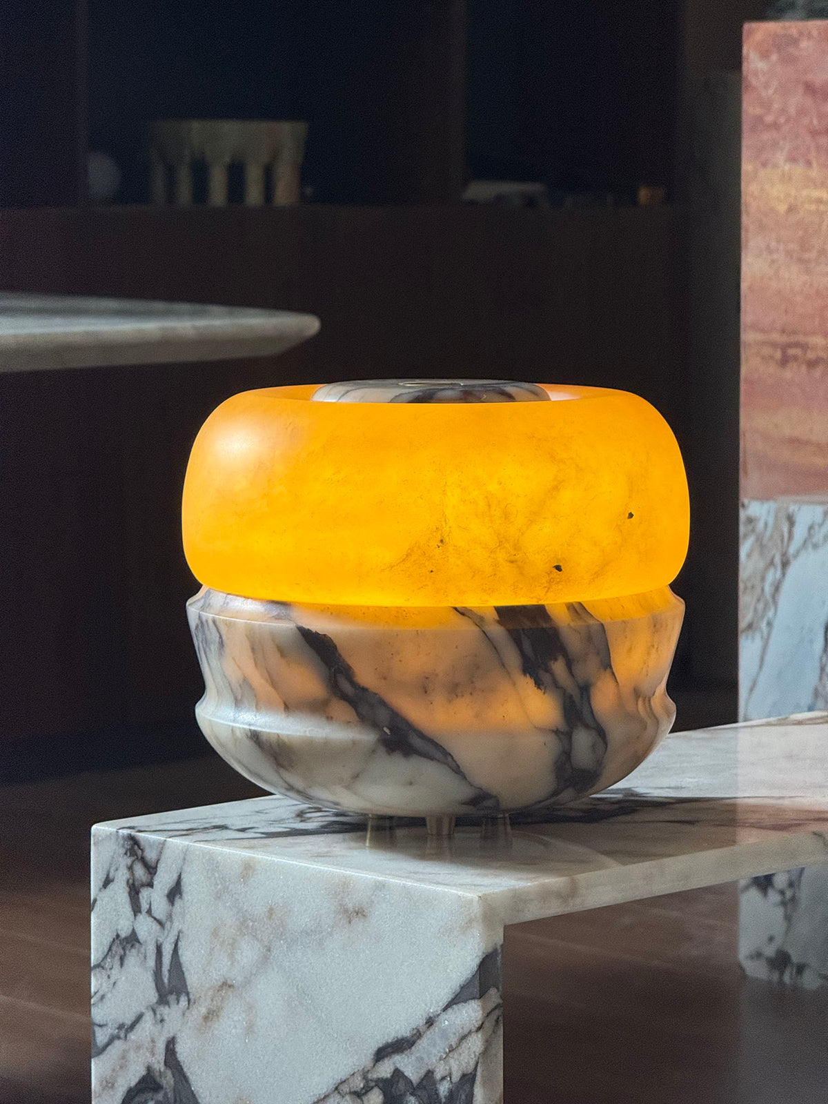 Ramson Stone Table Lamp - Natural Marble & Alabaster Light