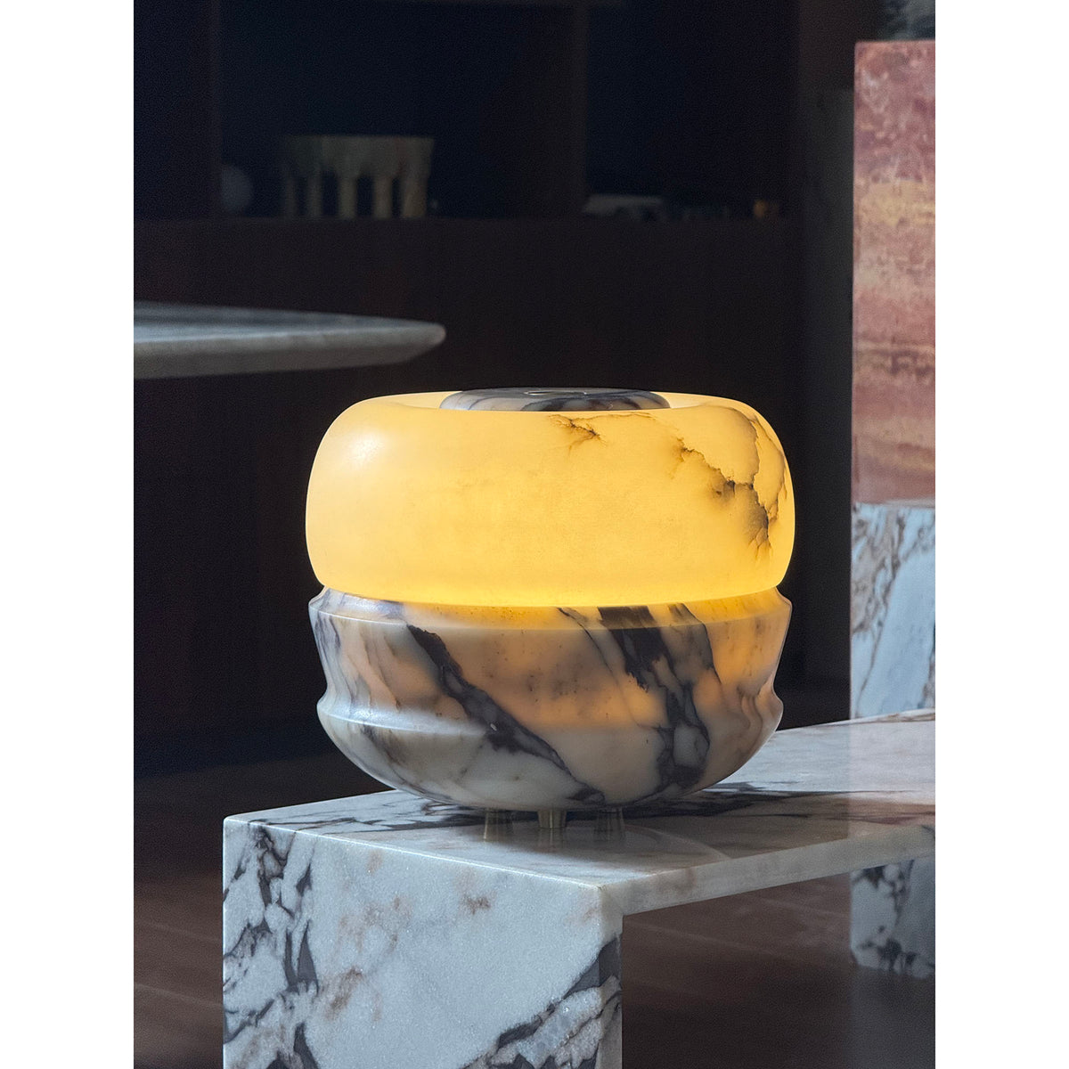 Ramson Stone Table Lamp - Natural Marble & Alabaster Light