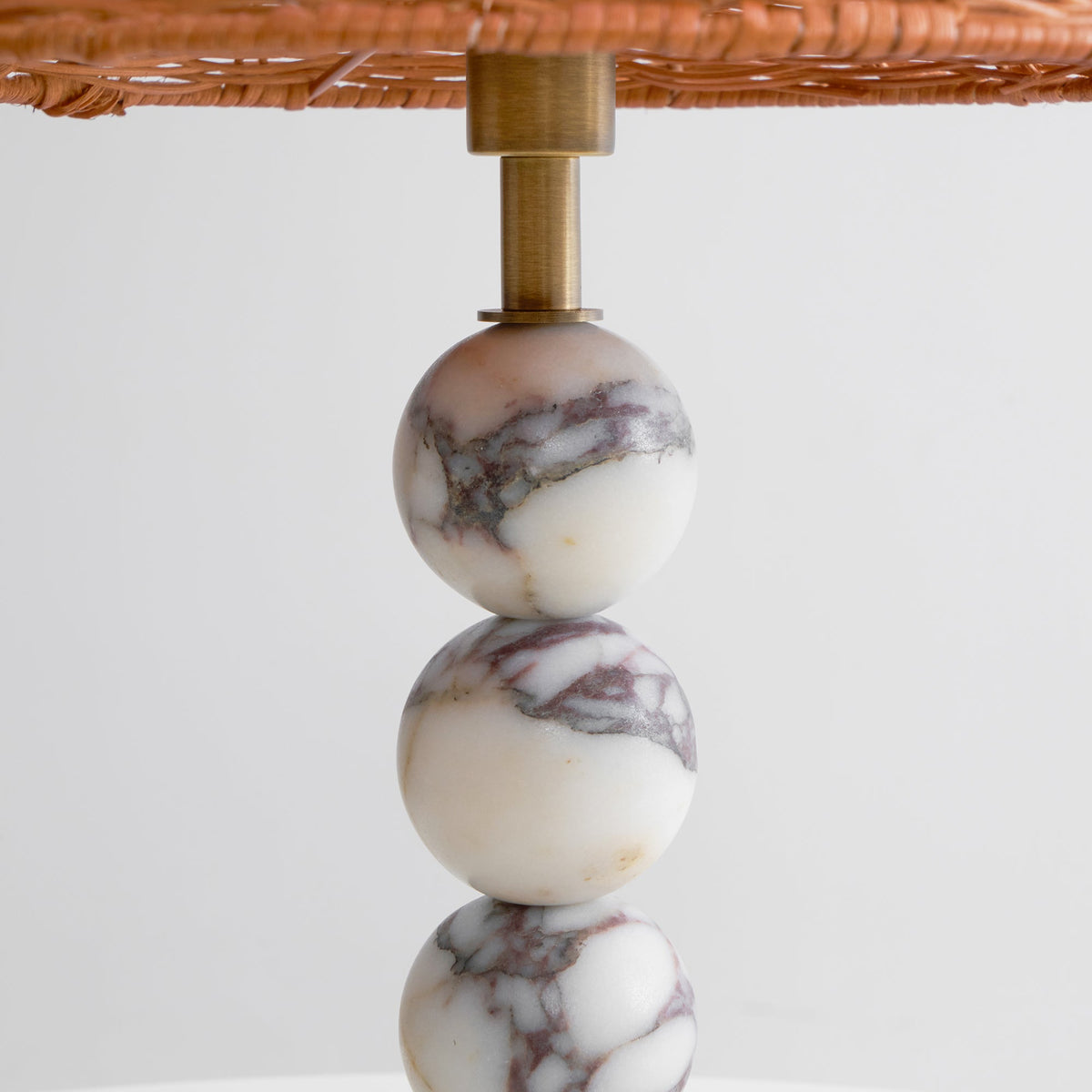 Rattan Marble Table Lamp - Italian Marble Base & Woven Shade