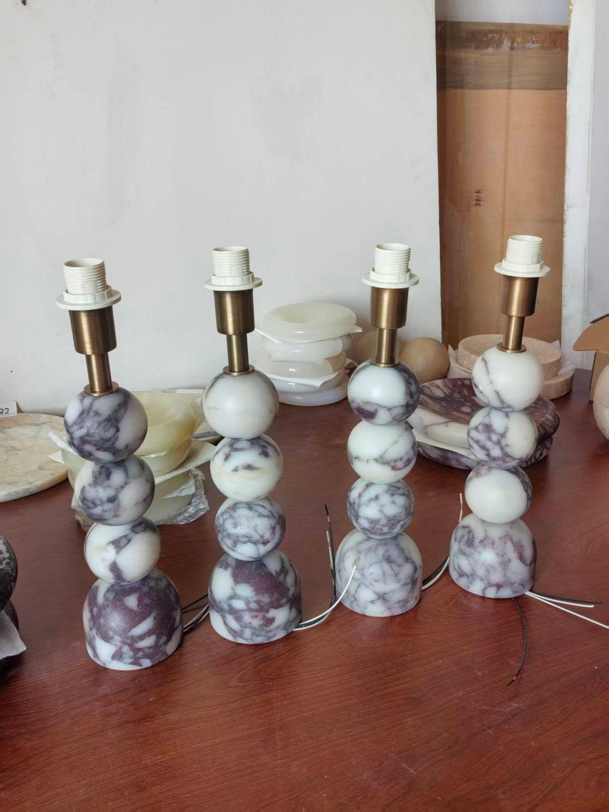 Rattan Marble Table Lamp - Italian Marble Base & Woven Shade