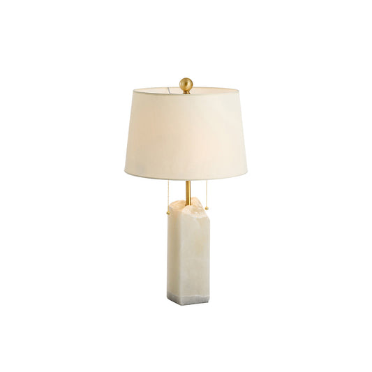 Raw Alabaster Table Lamp - Natural Stone Base & Linen Shade
