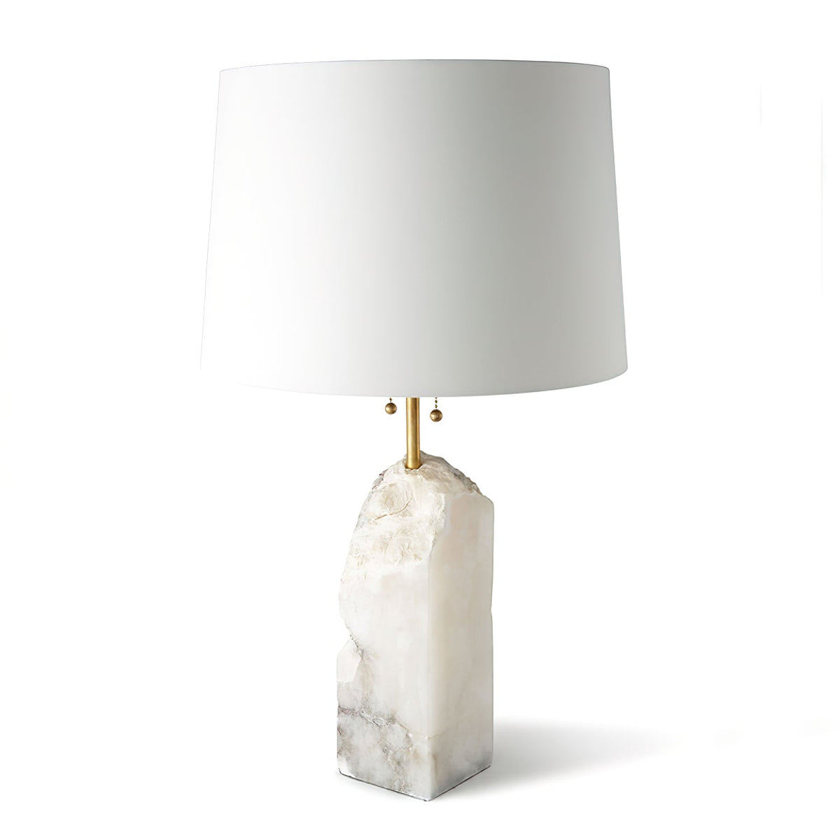 Raw Alabaster Table Lamp - Natural Stone Base & Linen Shade