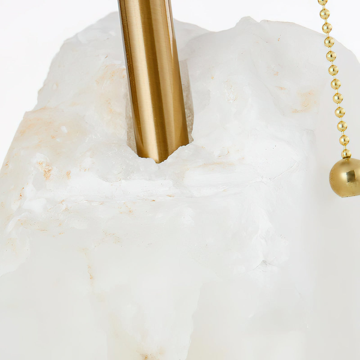 Raw Alabaster Table Lamp - Natural Stone Base & Linen Shade