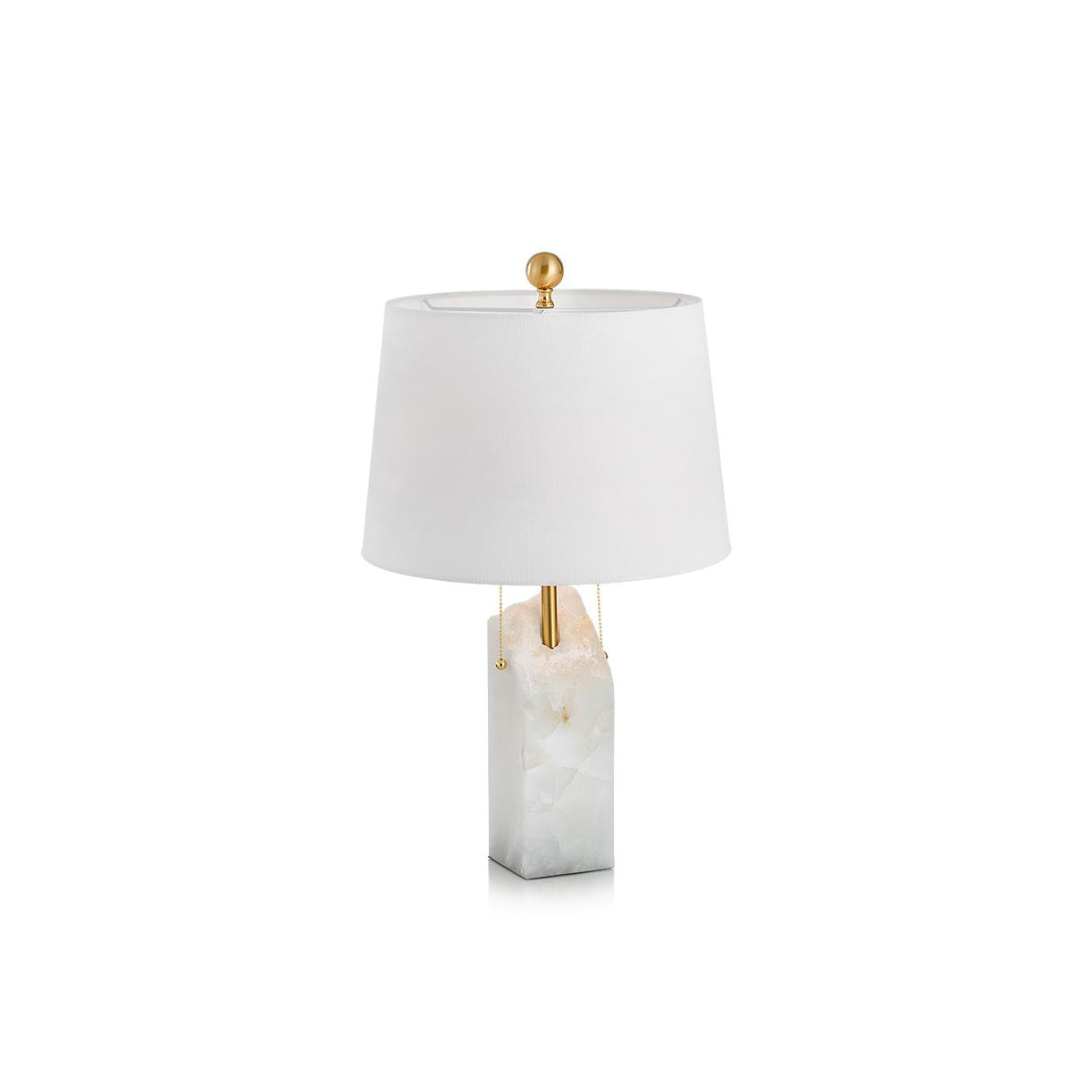 Raw Alabaster Table Lamp - Natural Stone Base & Linen Shade