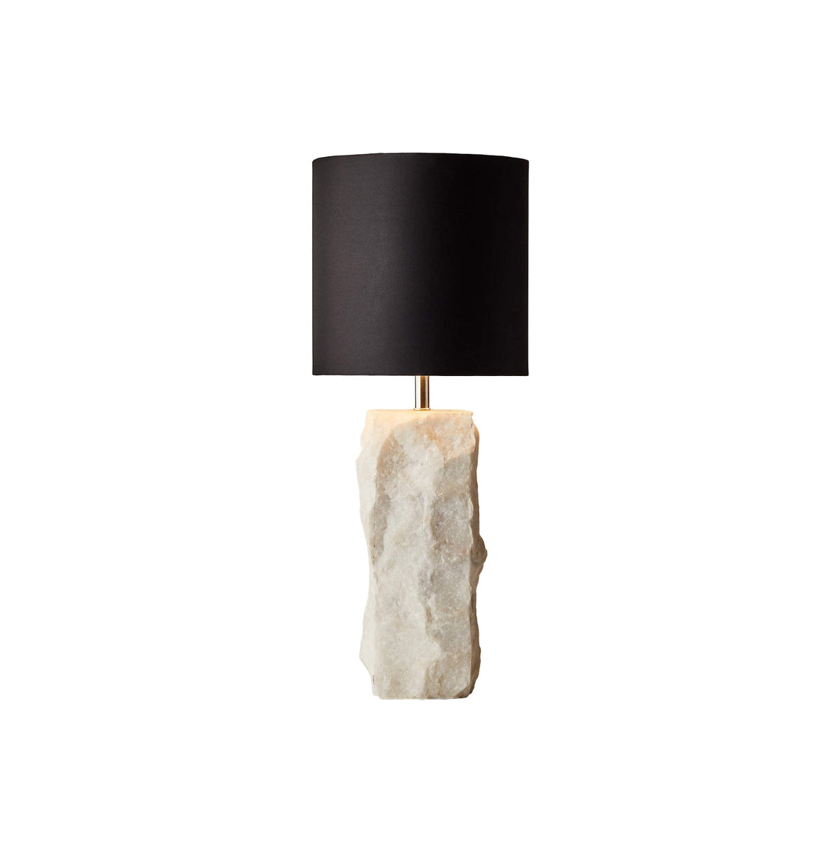 Raw Marble Table Lamp - Natural Stone Base & Round Cotton Shade