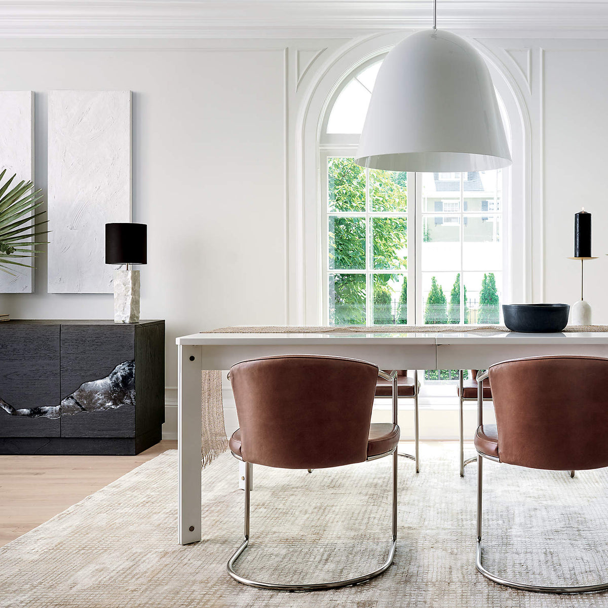 Raw Marble Table Lamp - Natural Stone Base & Round Cotton Shade
