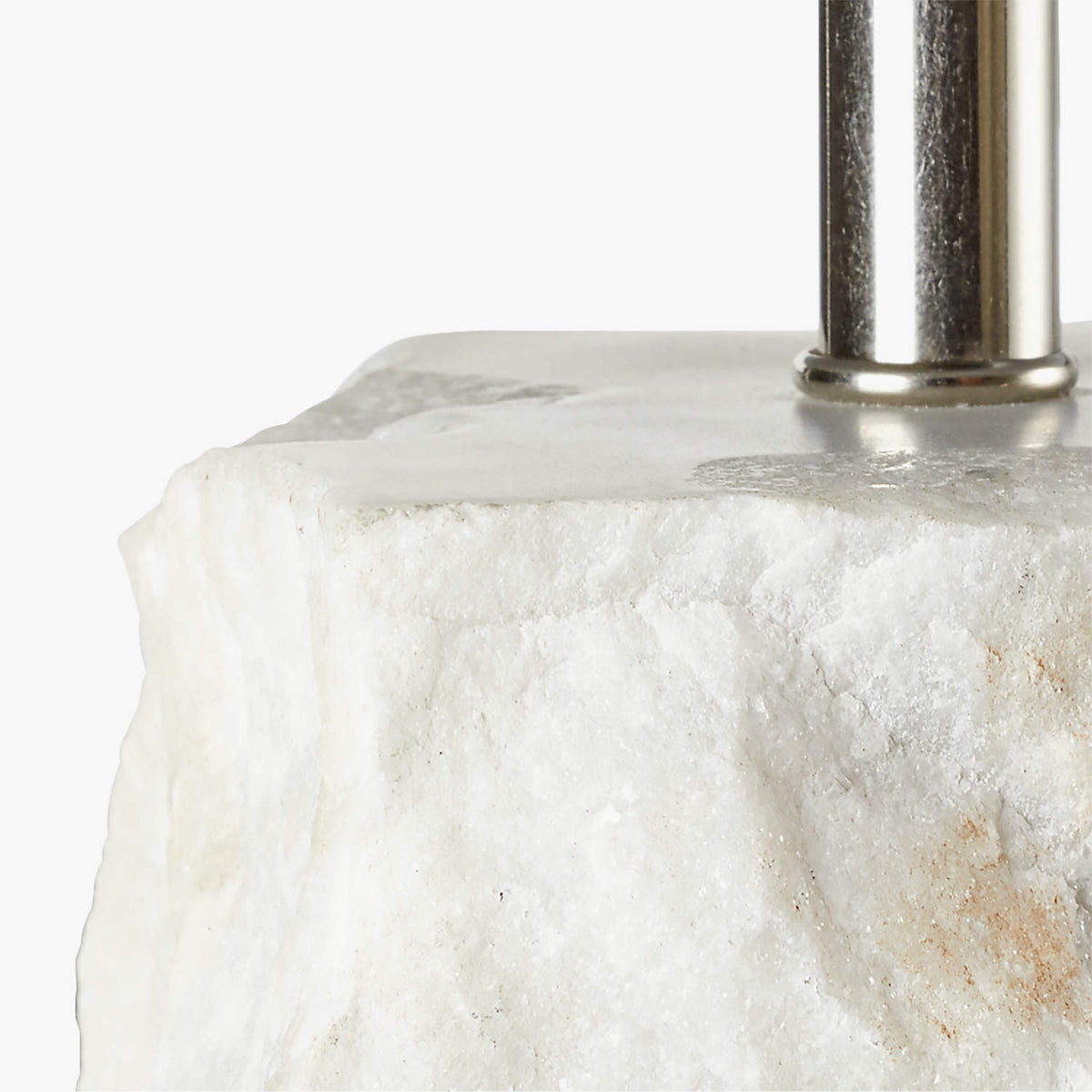 Raw Marble Table Lamp - Natural Stone Base & Round Cotton Shade