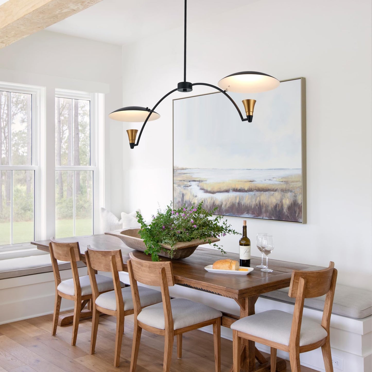 Redding Chandelier - Floating Disc LED Brass Pendant Light