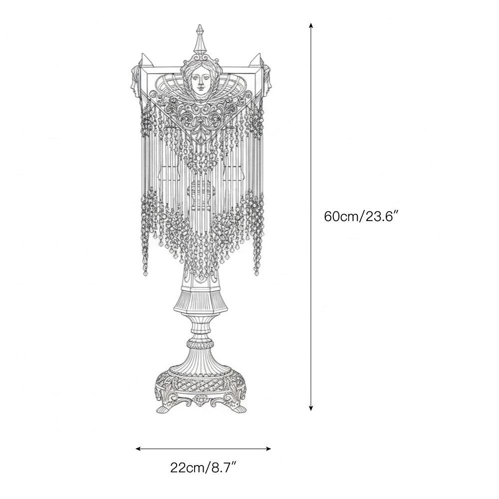 Regency Table Lamp - Brass Frame & Crystal Accent Bedside Light