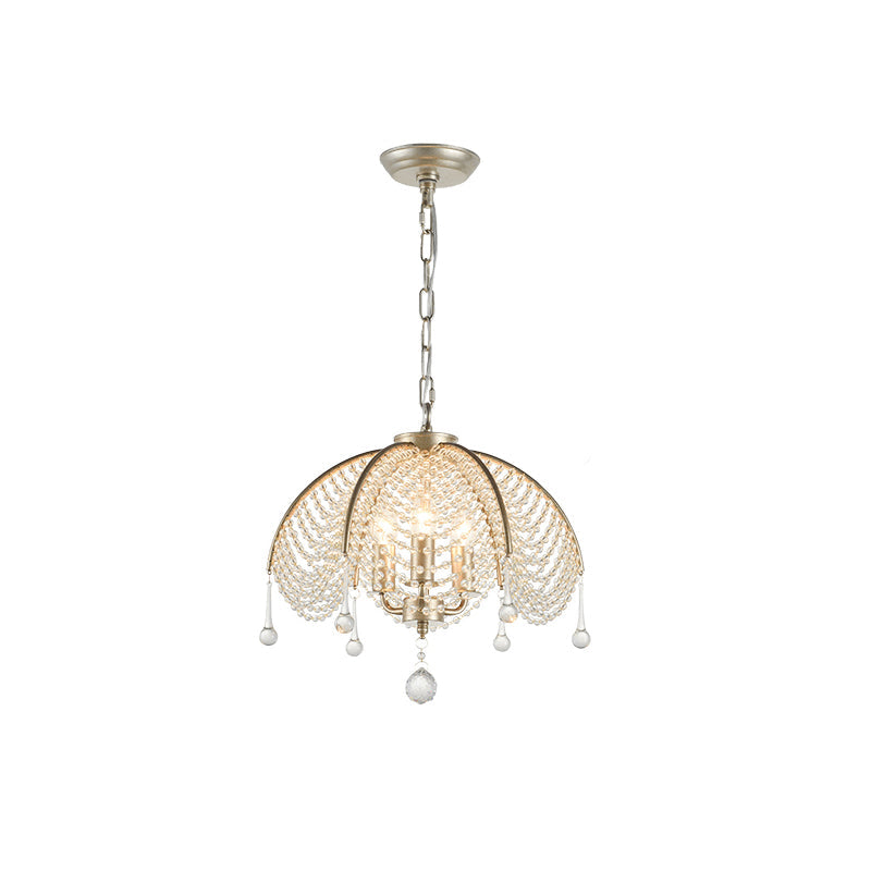 Regency Style Beads Chandelier - Gold Umbrella Frame & Crystal Beading