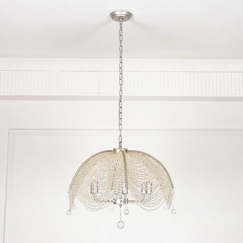 Regency Style Beads Chandelier - Gold Umbrella Frame & Crystal Beading