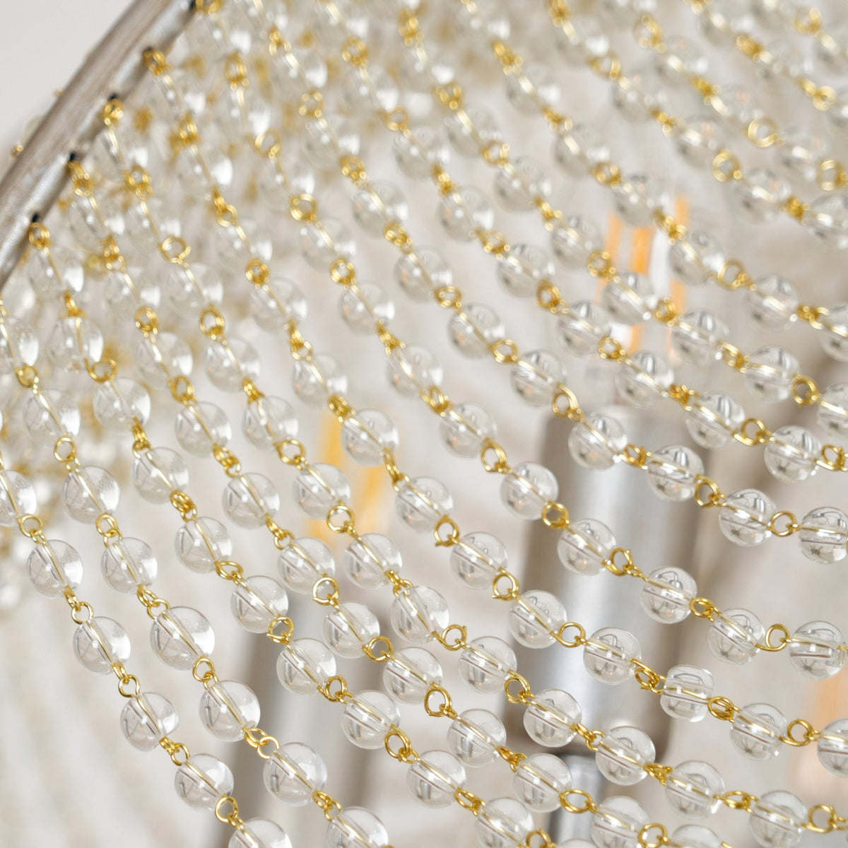 Regency Style Beads Chandelier - Gold Umbrella Frame & Crystal Beading