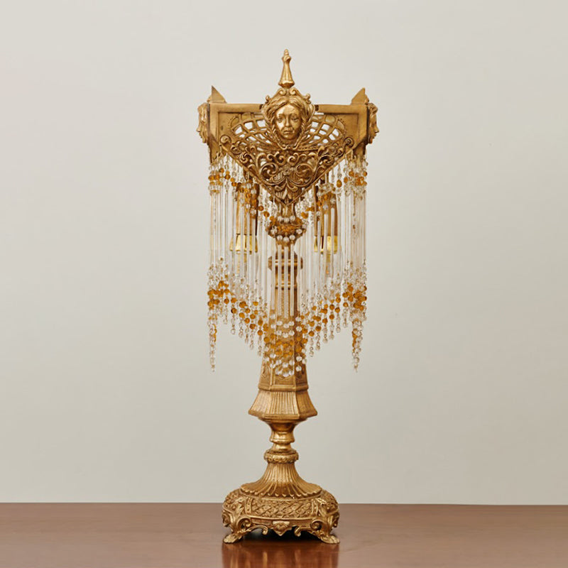 Regency Table Lamp - Brass Frame & Crystal Accent Bedside Light